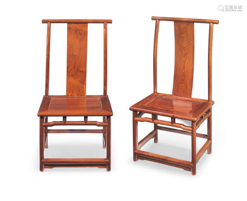A pair of Ming-style rosewood chairs 20th century