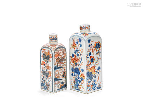 Two Chinese Imari gin bottles and covers 18th century