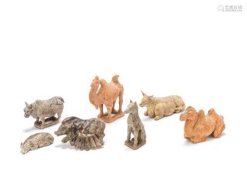A varied group of pottery animals Tang Dynasty