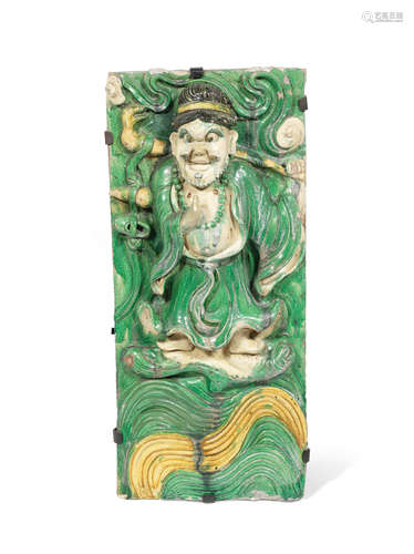 A large sancai-glazed pottery panel Ming Dynasty, 17th century