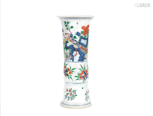 A Wucai sleeve vase, gu Shunzhi