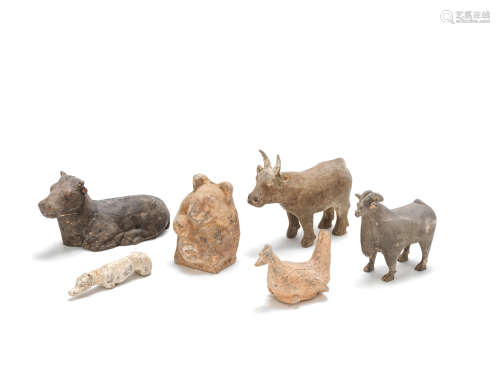 A group of pottery animals Han Dynasty