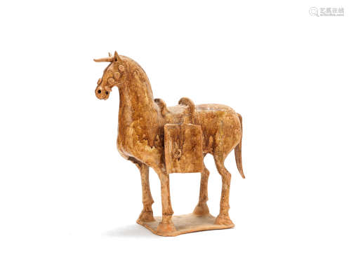 A large treacle-glazed pottery model of a horse Western Jin Dynasty