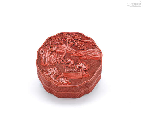A lobed cinnabar lacquer box and cover Qianlong