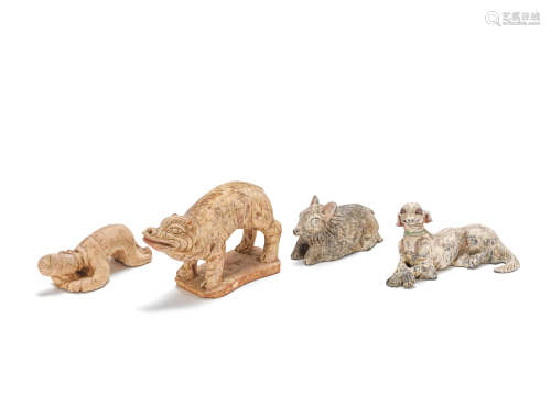 A group of pottery animals and a figure Song-Yuan Dynasty