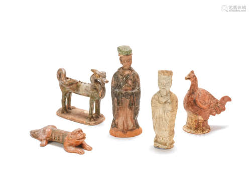 A group of glazed animals and figures Probably Song Dynasty