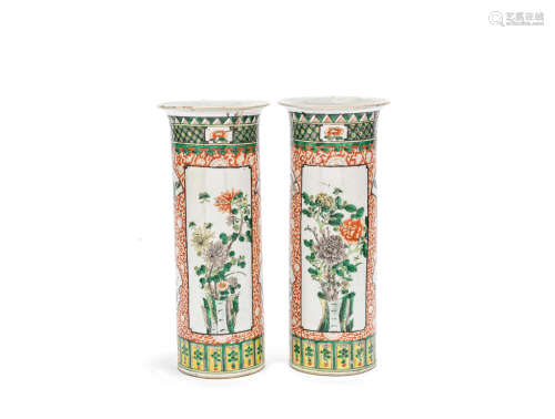 A pair of famille verte beaker vases 19th century