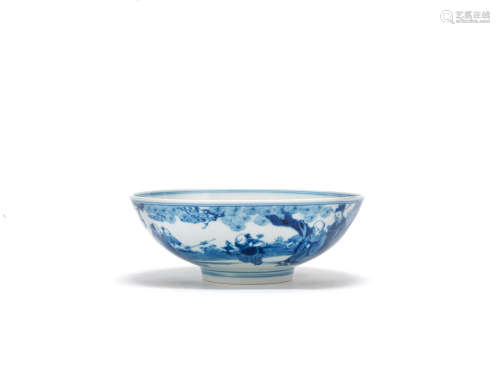 A blue and white 'Shoulao' bowl Chenghua six-character mark, Kangxi