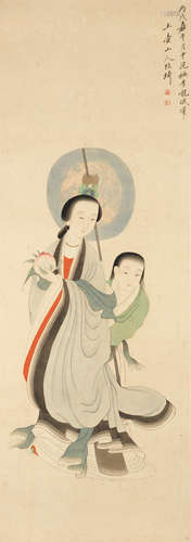 In the manner of Gai Qi (19th/20th century) Lady Immortal and attendant after Li Gonglin