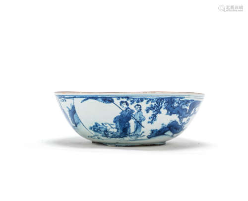 A large blue and white 'Song of Eternal Regret' bowl Yutang Jiaqi four-character mark, 17th century