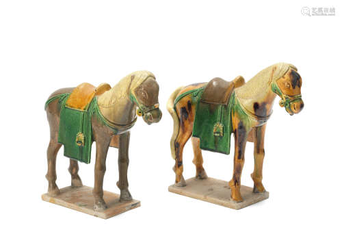 A pair of sancai glazed horses Ming Dynasty