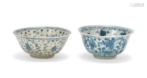 Two blue and white 'Vajra and lotus' bowls Ming Dynasty