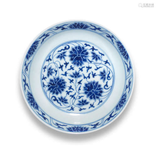 A blue and white 'lotus' dish Guangxu six-character mark