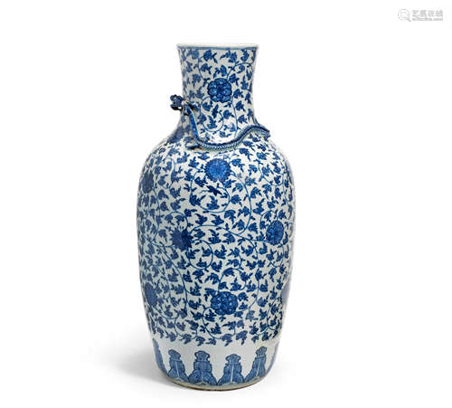 A large Ming-style blue and white baluster vase Late Qing Dynasty