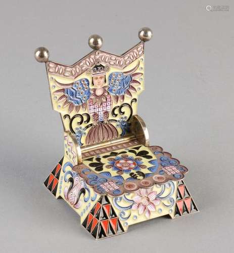 Silver throne with enamel