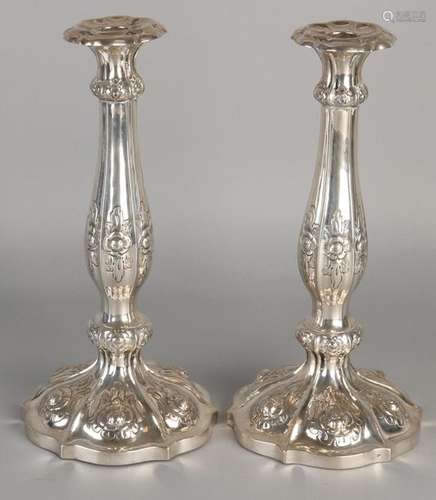 2 Silver candlesticks, 19th century