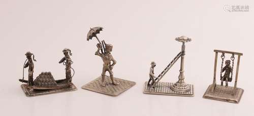 4 silver miniatures