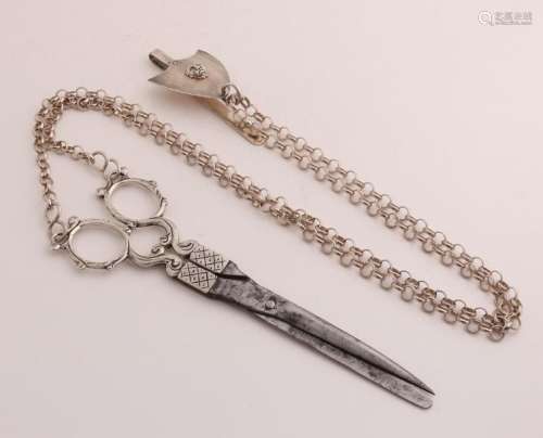 Silver scissors with chain