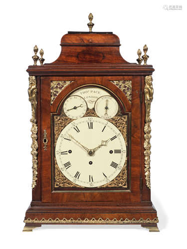 A rare late 18th century English mahogany quarter- and Dutch-striking' table clock Thomas Pace Senior, London