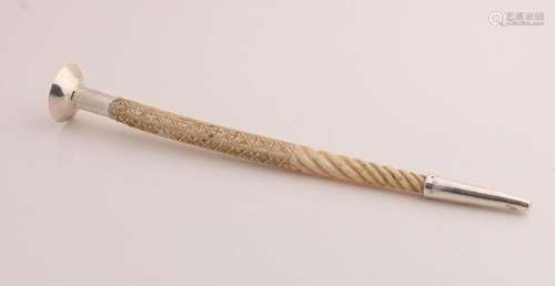 Ivory knitting sheath with silverware, 1868