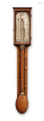 A fine and rare late 18th century mahogany stick barometer with one-inch diameter glass tube John Russell, Falkirk 1