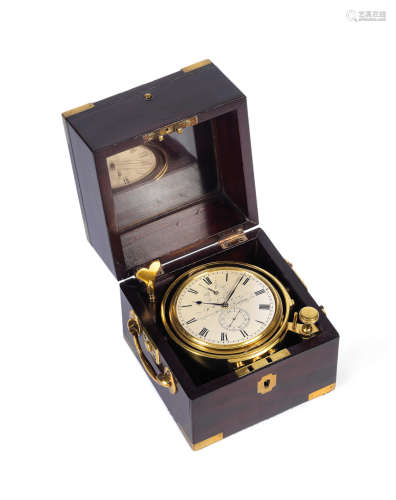 A small second quarter of the 19th century two day mahogany marine chronometer R.W.Cousens, Commercial Road, London, No.156. 4
