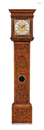 A late 17th century walnut and marquetry longcase clock with seven-pillar movement of one-month duration John Barnett, London