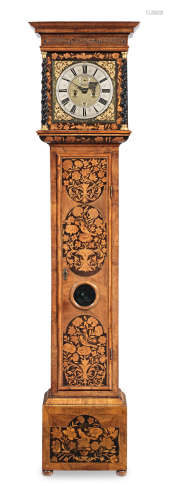 A late 17th century walnut marquetry longcase clock by a Tompion apprentice Robert Pattison, Greenwich.