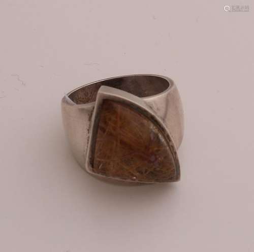 Silver ring with rutile quartz