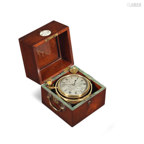 An historic two day marine chronometer that served aboard HMS Warrior. Dent London, Chronometer Maker To the QUEEN, No.2459, with Airy's supplementary compensation