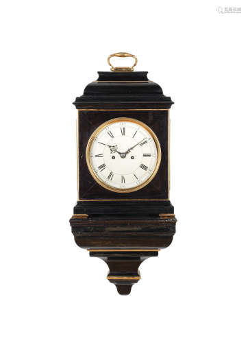 A GOOD SECOND HALF OF THE 18TH CENTURY BRASS-MOUNTED EBONY BRACKET CLOCK WITH ORIGINAL WALL BRACKET William Webster, London