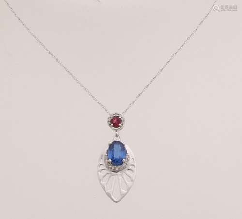 White gold pendant with colored stones