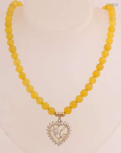 Citrine quartz necklace with gold pendant