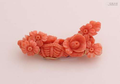 Golden brooch red coral