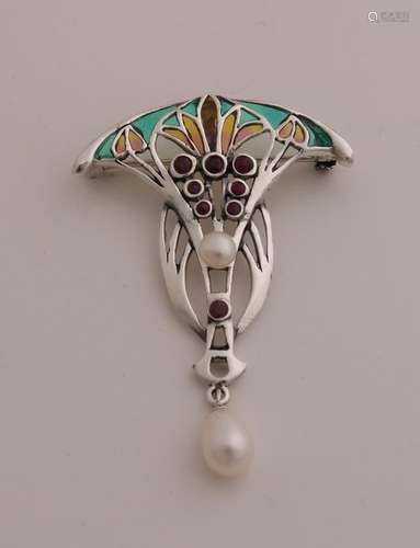 Silver brooch / pendant with enamel