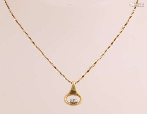 Gold necklace with pendant and diamond