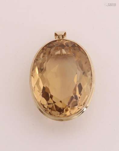 Gold pendant with citrine