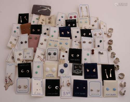 Large lot of silver ear studs