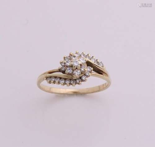 Golden fantasy ring with diamond