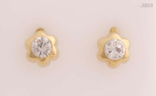 Gold ear studs with stones