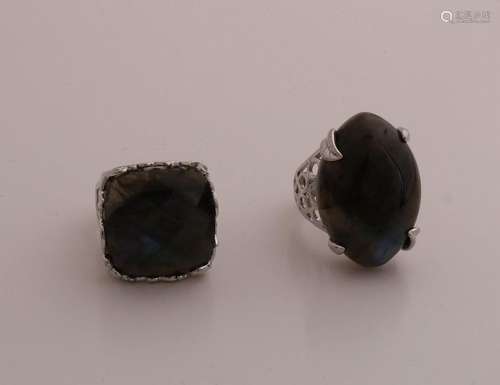 2x Silver ring / labradorite