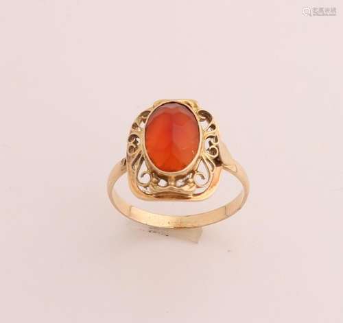 Gold ring with carnelian