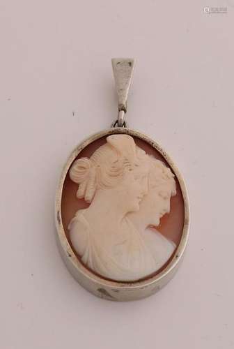 Silver cameo with a double head