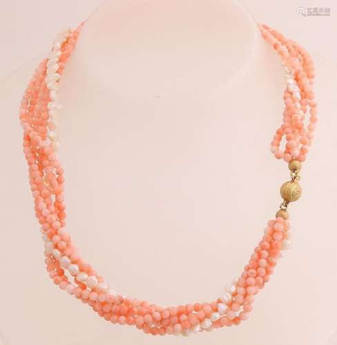 Coral and pearl necklace