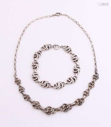 Silver necklace and bracelet