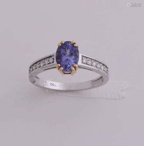 White gold ring with tanzanite