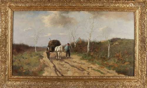 JF Scherrewitz, Landscape with sand path, farmer a…