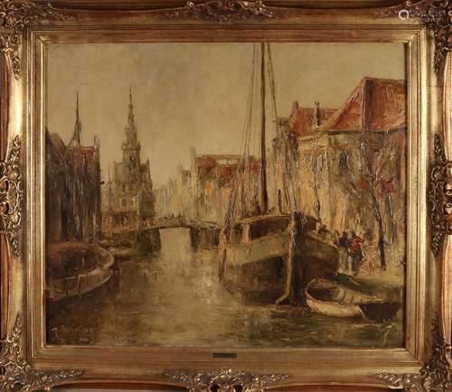 R. Reibeling, Harbor view with boats