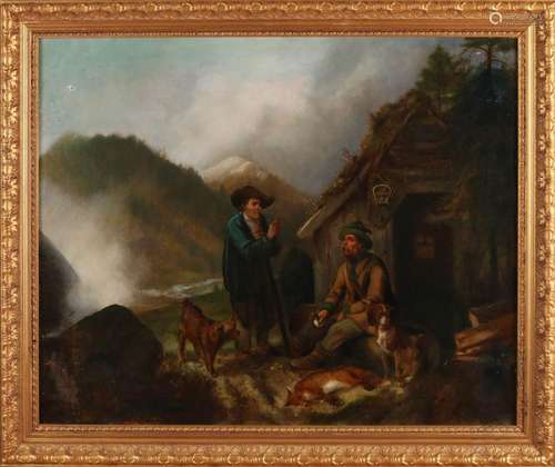 M. Mühlig, Hunters in the mountains with fox