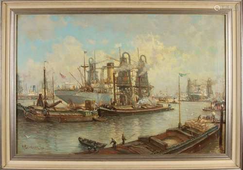 H. Fleurbaaij, port of Rotterdam with figures